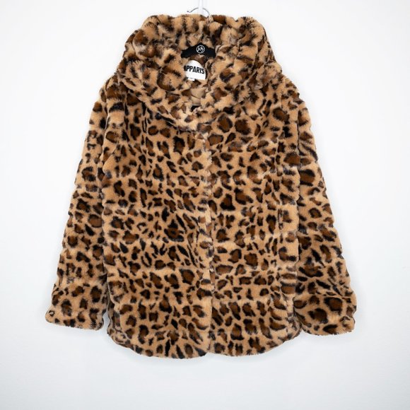 Apparis Jackets & Blazers - Apparis Goldie Faux Fur Coat Leopard Animal Print Tiered Oversized Fuzzy Fluffy